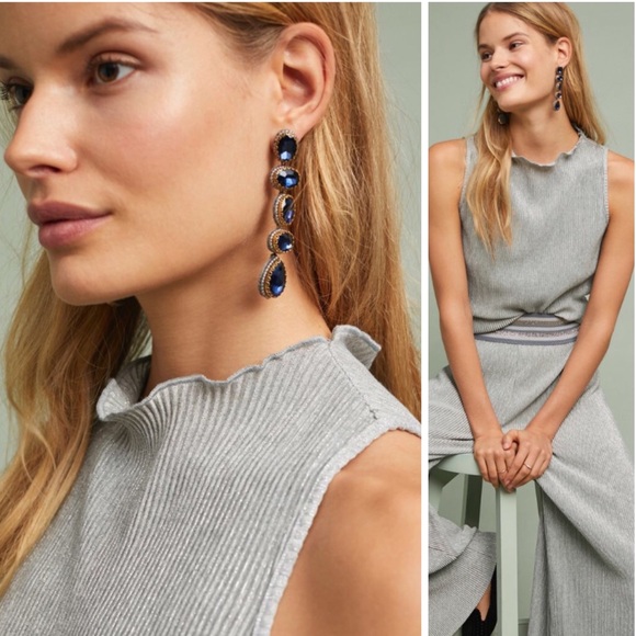 Skipping Stone Drop Earrings Deepa Gurnani NWT - Picture 3 of 8